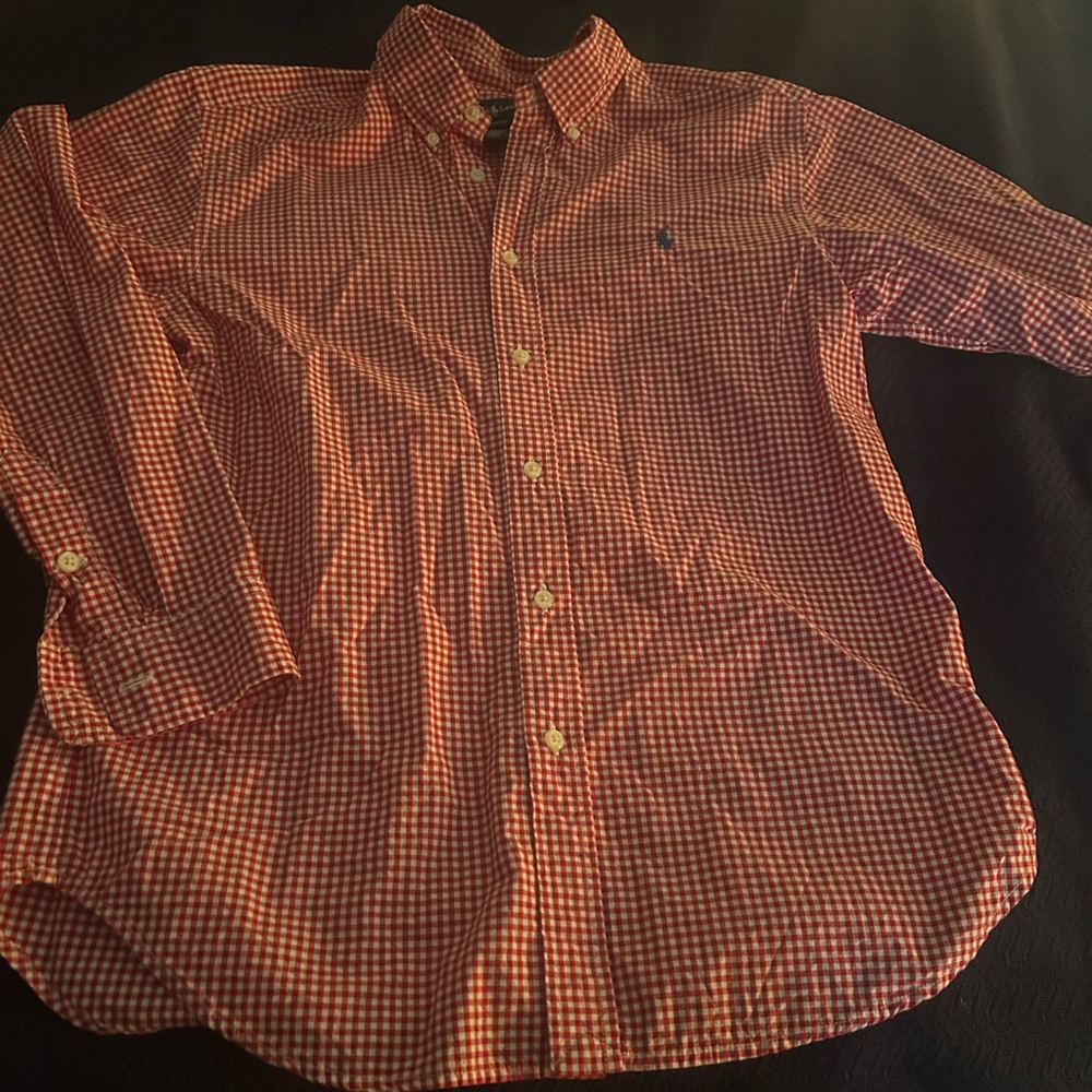Ralph Lauren red and white checked button down.  boys large